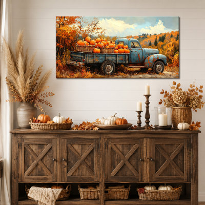 Art mural d'automne, toile d'art citrouille, art mural d'automne dans un style rustique chaleureux, décoration murale d'automne pour le salon, l'entrée de ferme ou la chambre à coucher, 20 po x 40 po