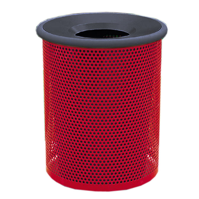 Poubelle en acier, Rouge / Noir, 30, H 28 po x l 22 po x P 22 po
