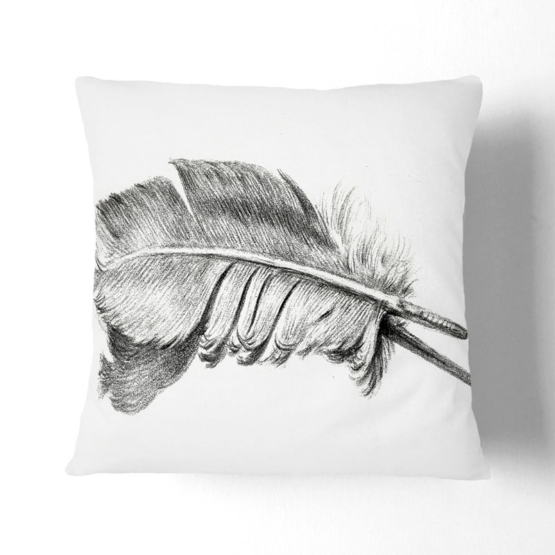 Feather by Jean Bernard Cushion with Filling, 40cm H x 40cm W x 15cm D, White