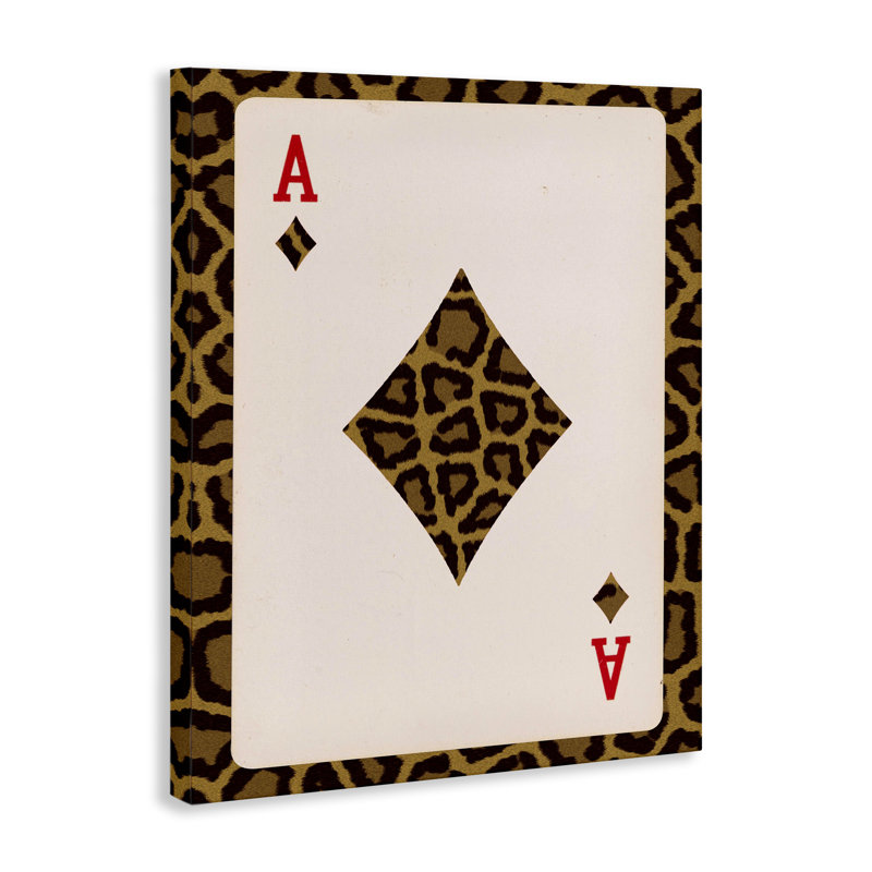 Art mural en toile Ace of Diamonds Leopard, par Lil 'Rue, H 40 po x l 30 po