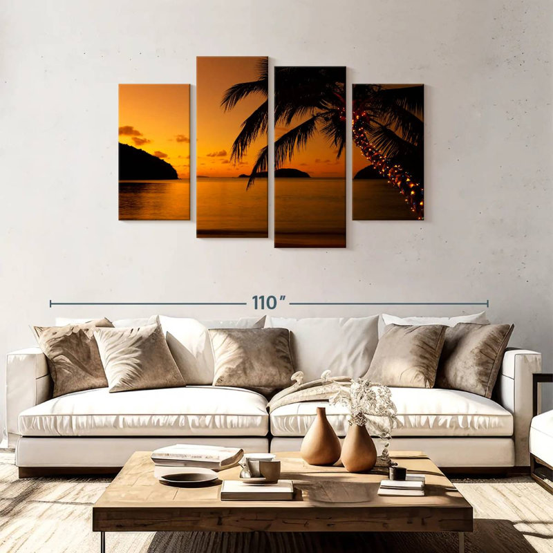 Gillard Caraïbes Gillard au coucher du soleil, H 48 po x l 75 po
