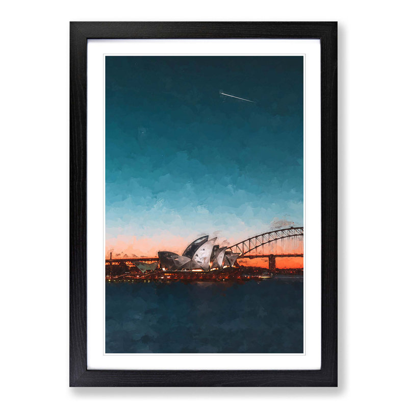 Sydney Opera House in Australia Abstract Art - Picture Frame Graphic Art Print, 87cm H x 62cm W x 2cm D, Black Framed