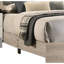 Grand lit moderne, finition crème, tête de lit tapissier gris, tête de lit classique-130576519