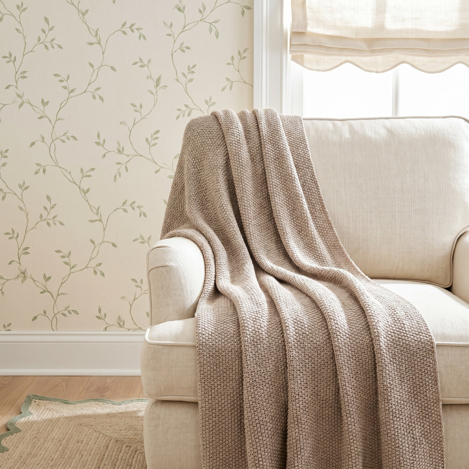 Cotton Knit Throw Blanket, Seaglass
