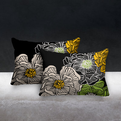 Floral Outdoor Reversible Throw Pillow