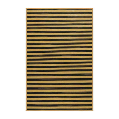 Machine Washable Horizontal Stripes Brown Area Rug
