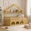 Cadre de lit simple pour enfants, style plancher de lit Montessori avec toit, avec lumière DEL-132515817-132515816