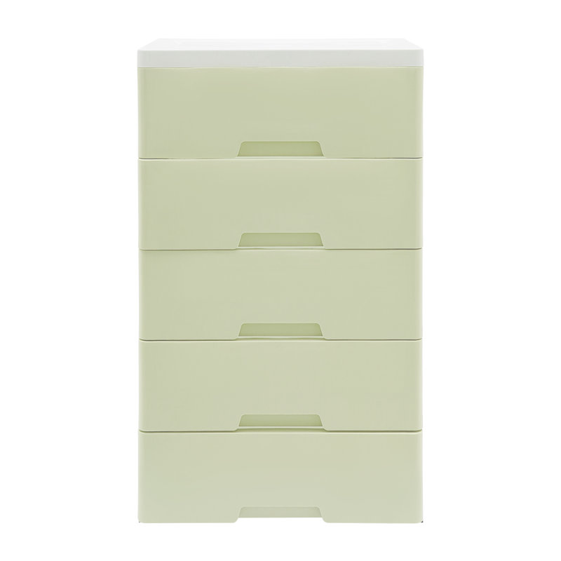 Commode 5 tiroirs avec rangement, Vert