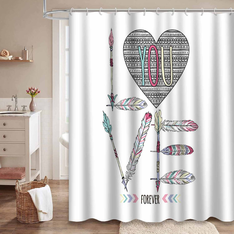 Rideau de douche imperméable à motif aztèque avec 12 crochets, L 72 po x l 84 po