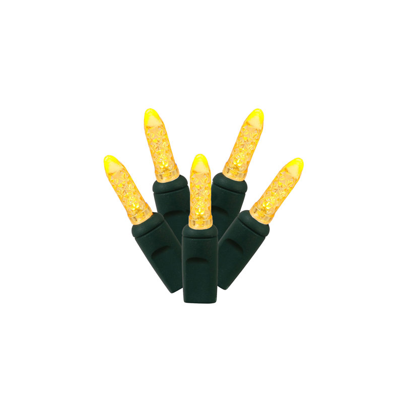 Guirlande lumineuse de Noël Vickerman 50 DEL jaunes à facettes M5 sur fil vert, espacement de 10 cm x 5,2 m., Jaune, 50