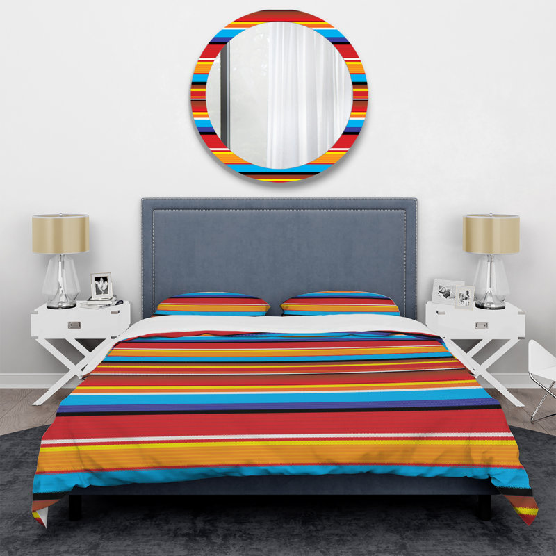Ensemble de housse de couette en microfibre bleu / orange / jaune 3 pièces
