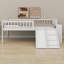Structure de lit en bois pour enfants avec tablette de rangement intégrée, glissière et échelle, barrière de sécurité-1581624619