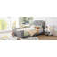 Lit de jour simple tapissier avec tête de lit à rayures classique, gris-367700344