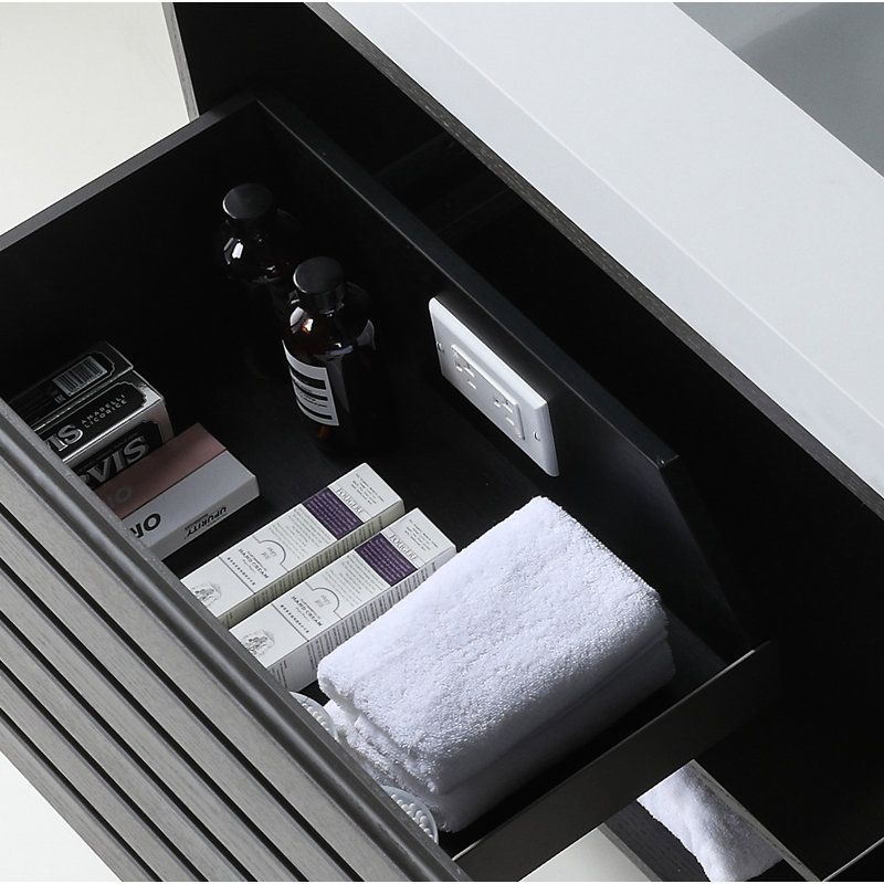 Matera 60" W Double Vanity, White, Charcoal