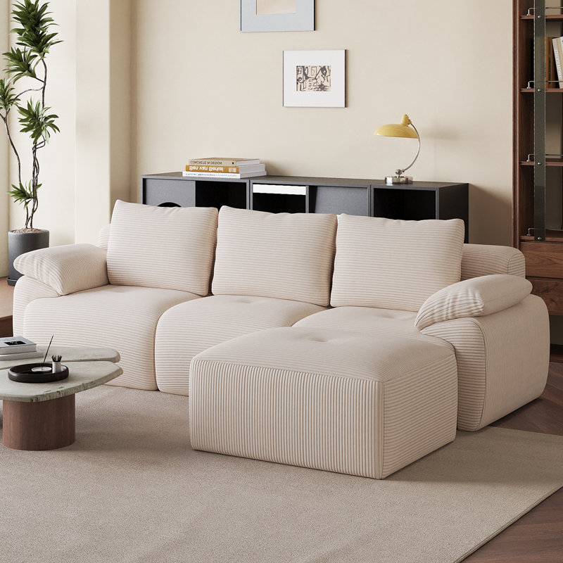 3 Seater Corduroy Sofa, Beige