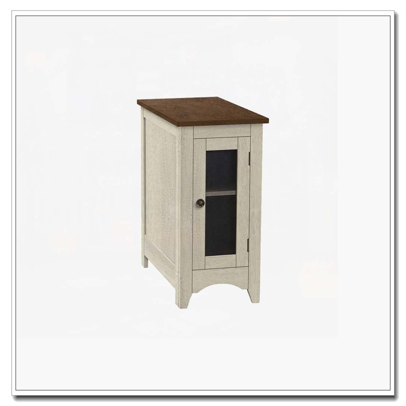 Table d'appoint avec rangement, table de bout, table d'appoint et table de chevet, Brun / blanc antique