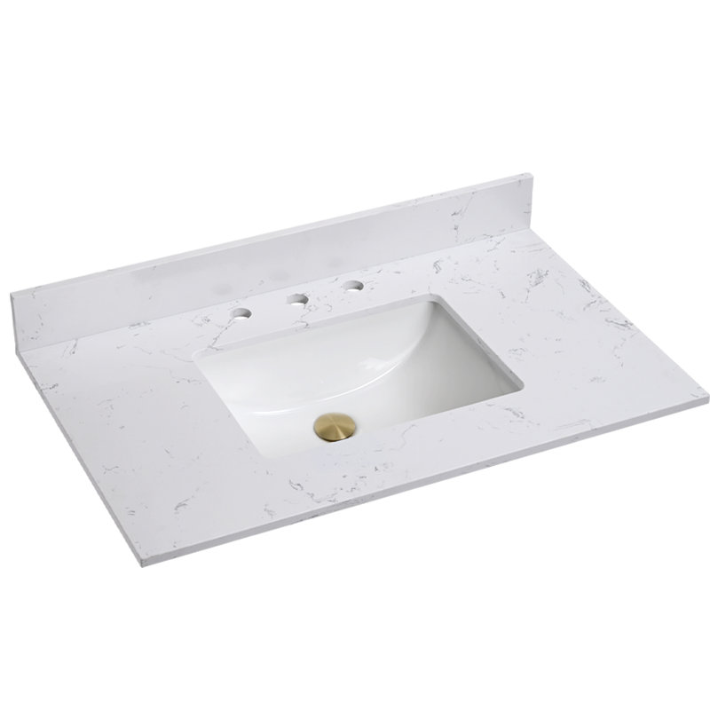 36'' Engineered Stone Single Bathroom Vanity Top with Sink – For Vanity Replacement, No Cabinet