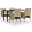  Ensemble de salle à manger de jardin beige et noir-2093160123-2101886005-2101886014