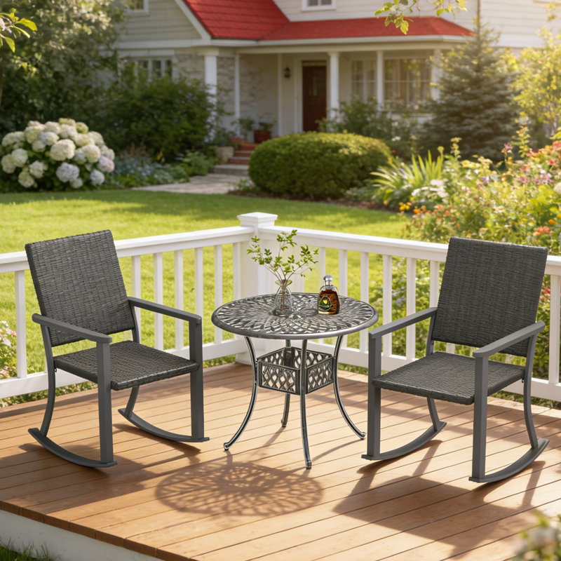 Chaises d'extérieur en rotin pour foyer avec accoudoirs et structure en métal