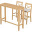 Ensemble repas avec 2 chaises de bar et table rectangulaire de 122 cm, idéal pour les petits espaces, couleur naturel et beige, structure robuste, repose-pieds pour un confort optimal
