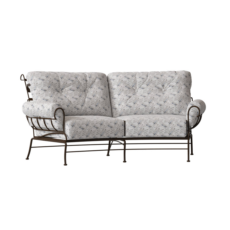 Terrace Outdoor 2 - Seat Loveseat, Chestnut Brown, Canvas Heather Beige Sunbrella® Canvas