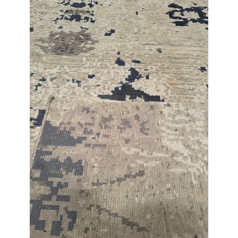 Tapis bleu crème en laine noué à la main Original Original