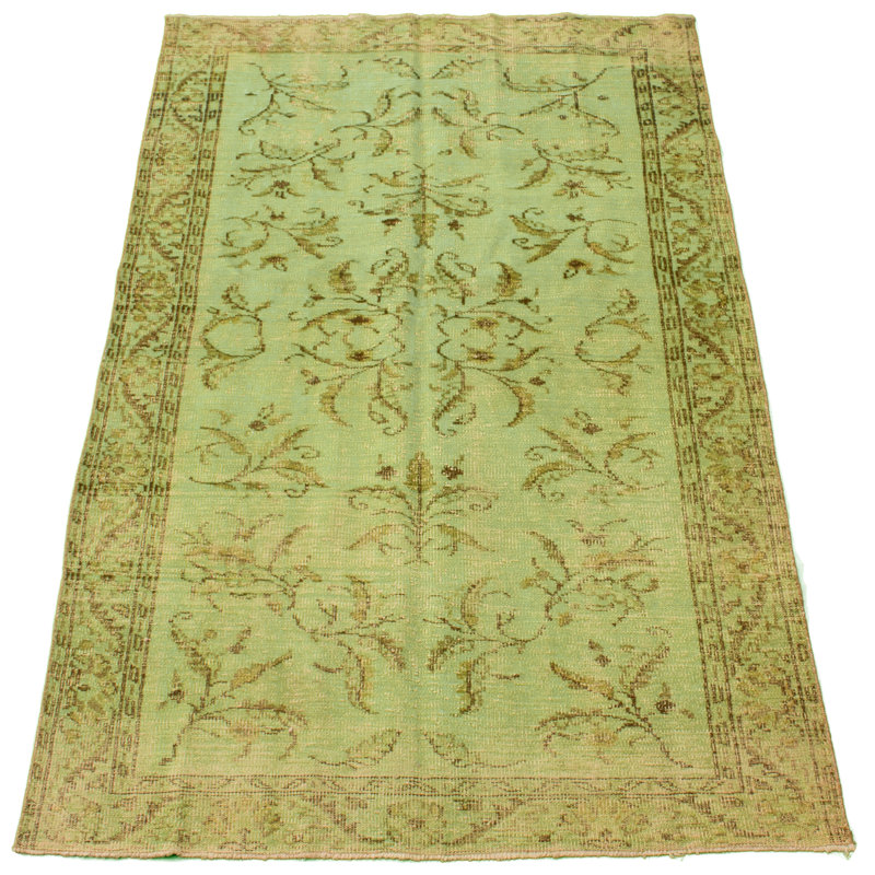 Tapis intérieur de la laine 5 pi 2 po x 8 pi 2 po noué la à la main one-of-kind Overdyed