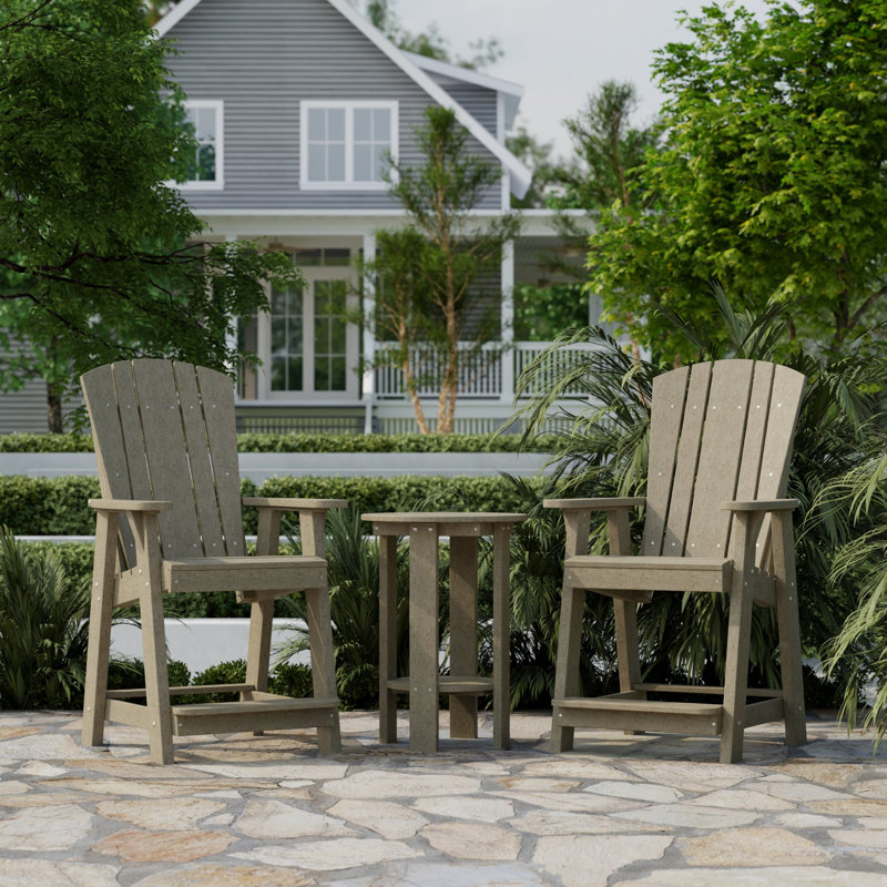 Heritage Balcony Chair Set with Table, Weathered Wood/Black