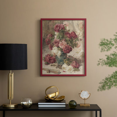 Reproduction florale vintage avec encadrement Lxxiii - bois massif