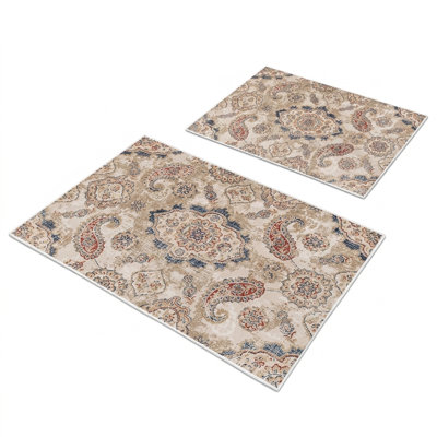 Antheia Traditional Paisley Non-Slip Bath Mat Set