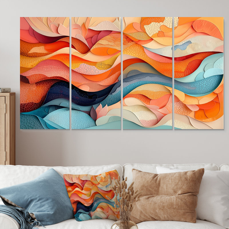 Nurin - Biomorphism Wall Art - ensemble de décorations murales modernes, H 32 po x l 64 po, 4