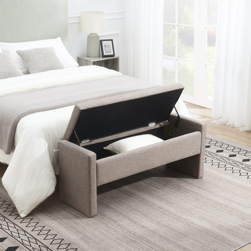 Modern Bed End Bench with Storage,Upholstered Large Foot Rest Stool, Comfy Window Vanity Bench for Living Room,Bedroom,Dorm,Coffee Table,Linen