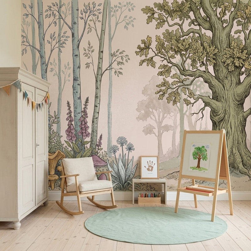 Woodland, 100 po x 96 po, Texturé non collé