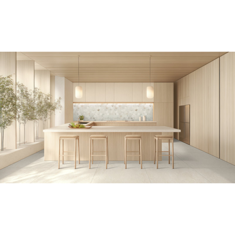 Mele 48 in. x 48 in. Lappato 3D Porcelain Stone Look Floor And Wall Tile, Crema Luna