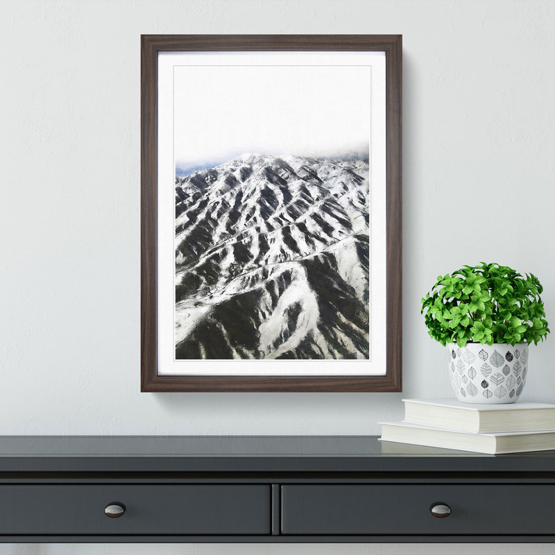 Mountain Range in Afghanistan - Picture Frame Painting Print, 33cm H x 24cm W x 2cm D, Walnut Framed