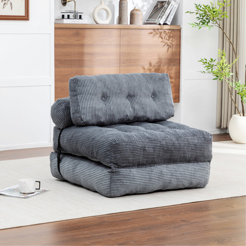 Fauteuil convertible moderne avec coussin pour le salon et la chambre à coucher, Dark Gray Corduroy
