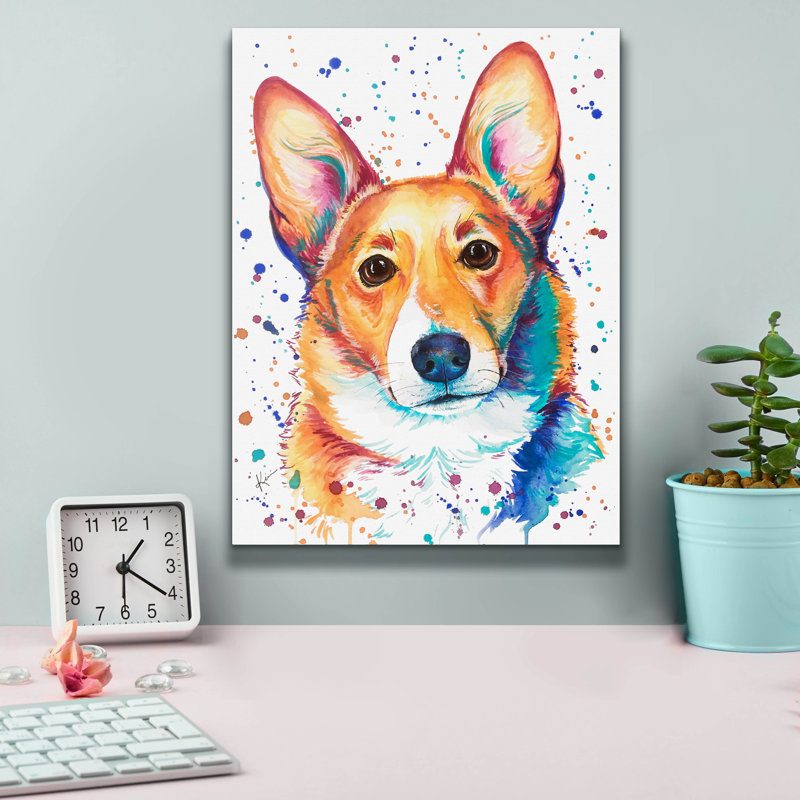 Art mural sur toile Winston Porter «Rainbow Dogs Corgi» par Lindsay Kivi, H 16 po x l 12 po x P 0,75 po