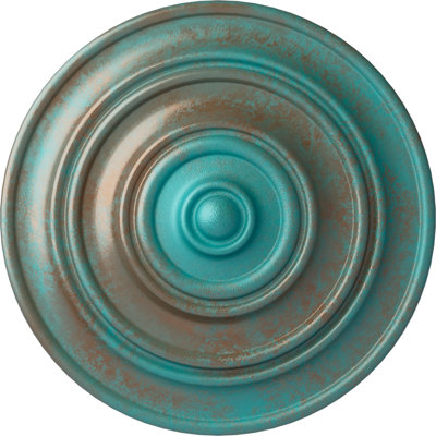 Endurathane Classic Ceiling Medallion, 13 1/4"OD x 1/2"P (Fits Canopies up to 4 1/8"), Hand-Painted Copper Green Patina Finish