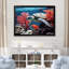 Reproduction sur toile monochrome, corail et tortue grise-1957047724-1957047720
