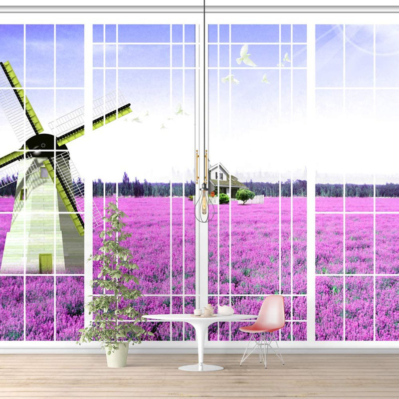 Adhésif mural fenêtre vue de la nature, L 100 po x l 144 po