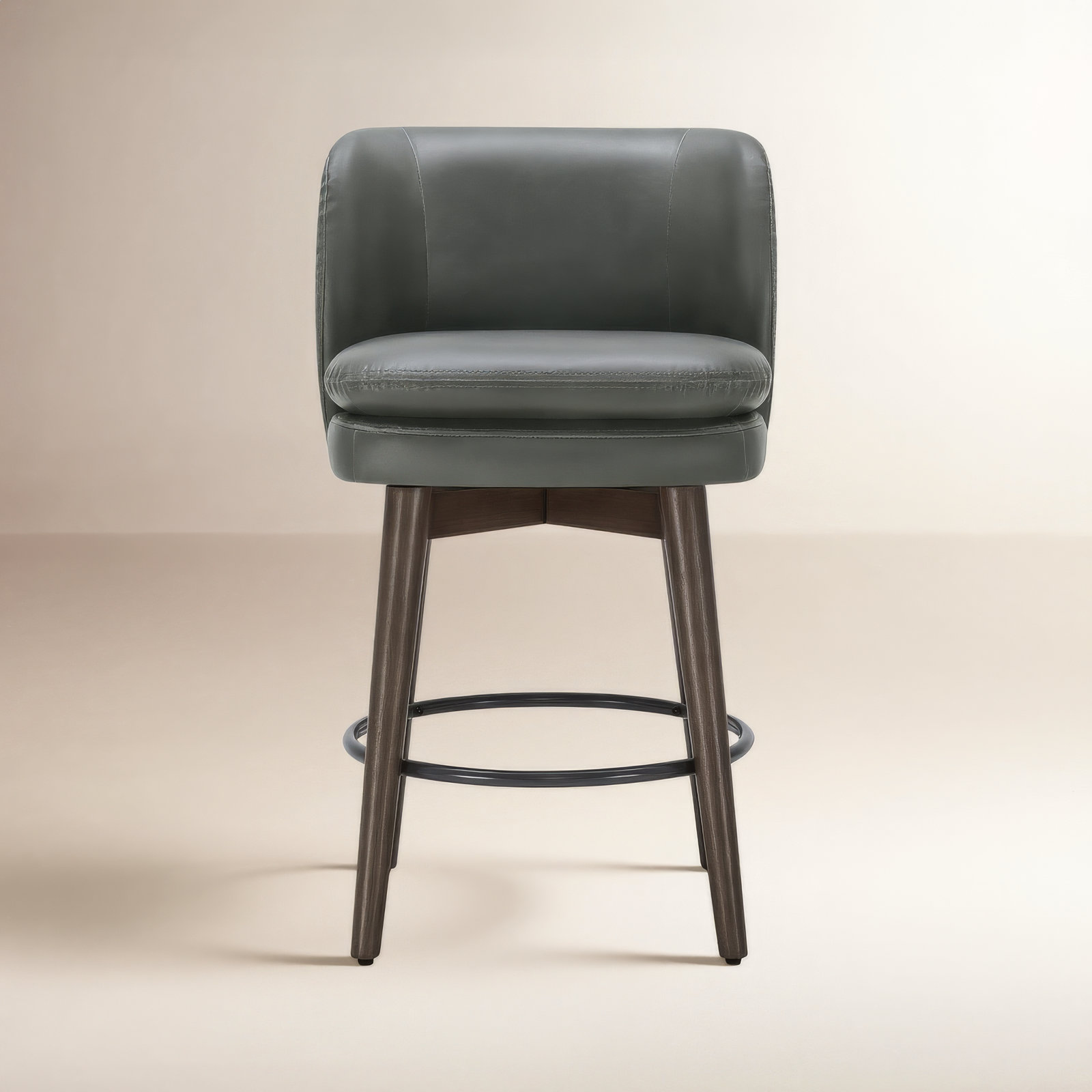 26" Swivel Bar Stool, Wax Elephant Faux Leather