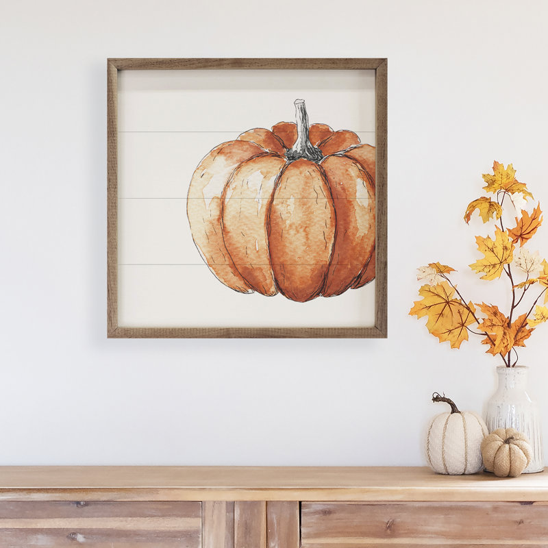 Offset Orange Pumpkin White, 8" H x 8" W