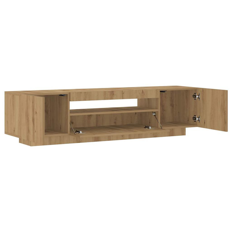Metro Lane TV Cabinet With LED Lights Smoked Oak 160X35x40 Cm, Artisian Oak