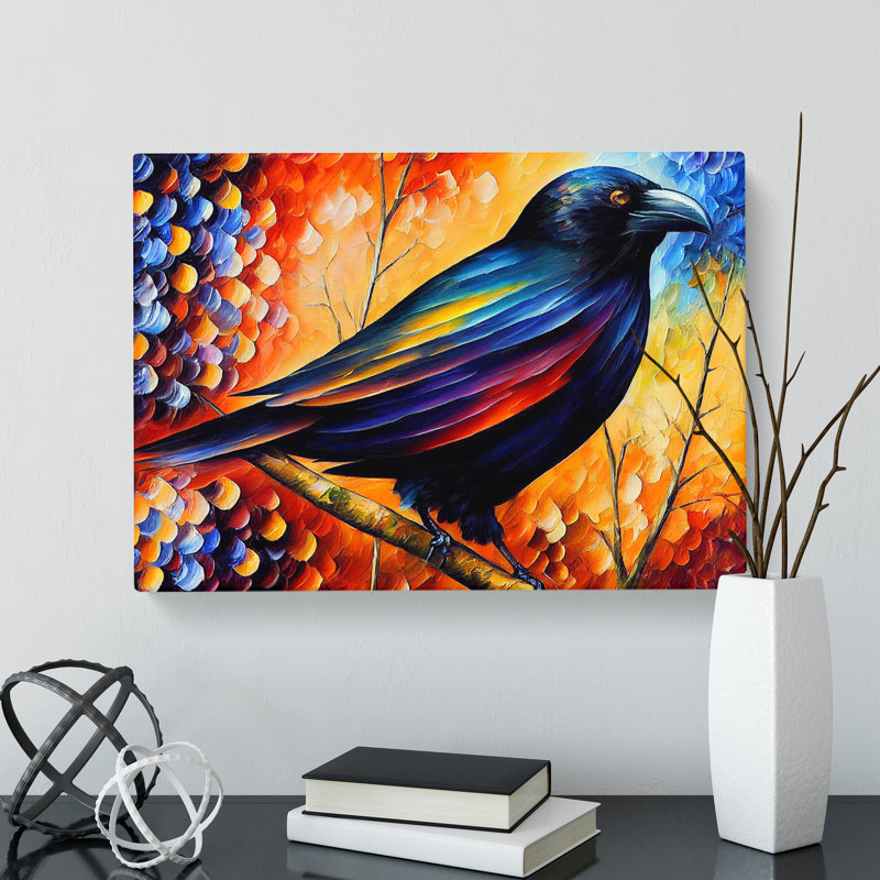 Crow Bird Painting Vol.6 Abstract - Wrapped Canvas, 50cm H x 76cm W x 3cm D