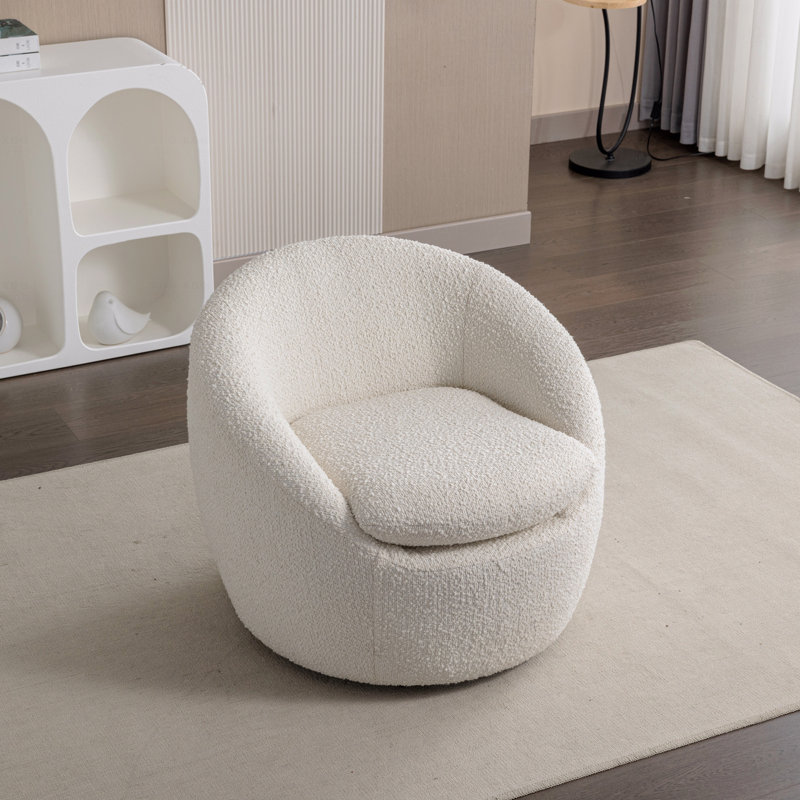 Fauteuil d'appoint en tonneau Modern, Boucle blanc