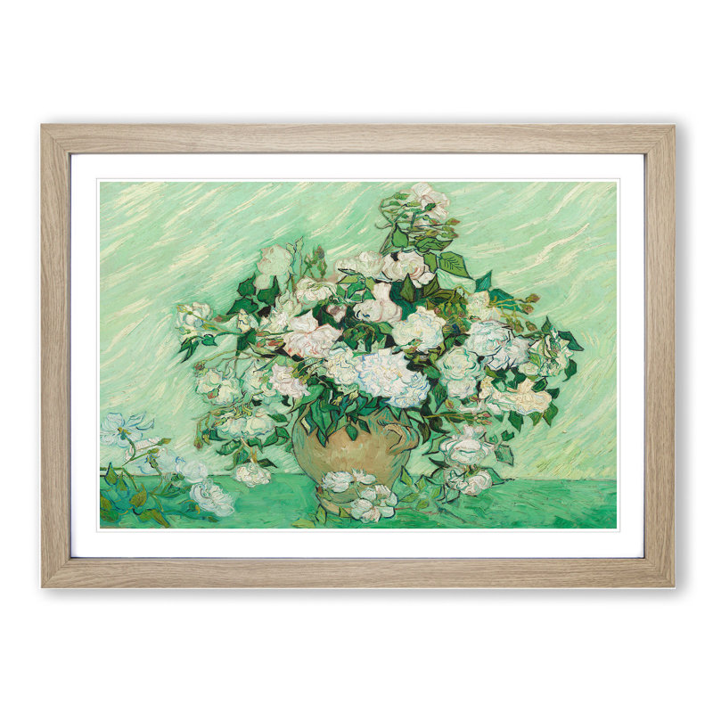Roses Vol.1 by Vincent Van Gogh - Framed Print, 36cm H x 48cm W x 2cm D, Oak Framed
