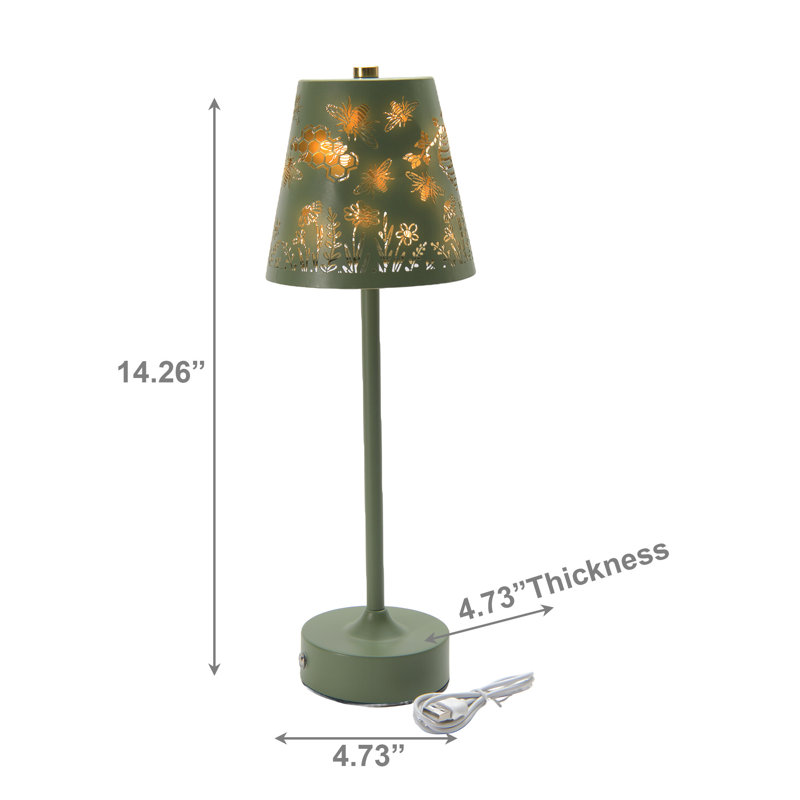 Lampe abeille à DEL usb en métal découpé empire vert jardin, Green, Green