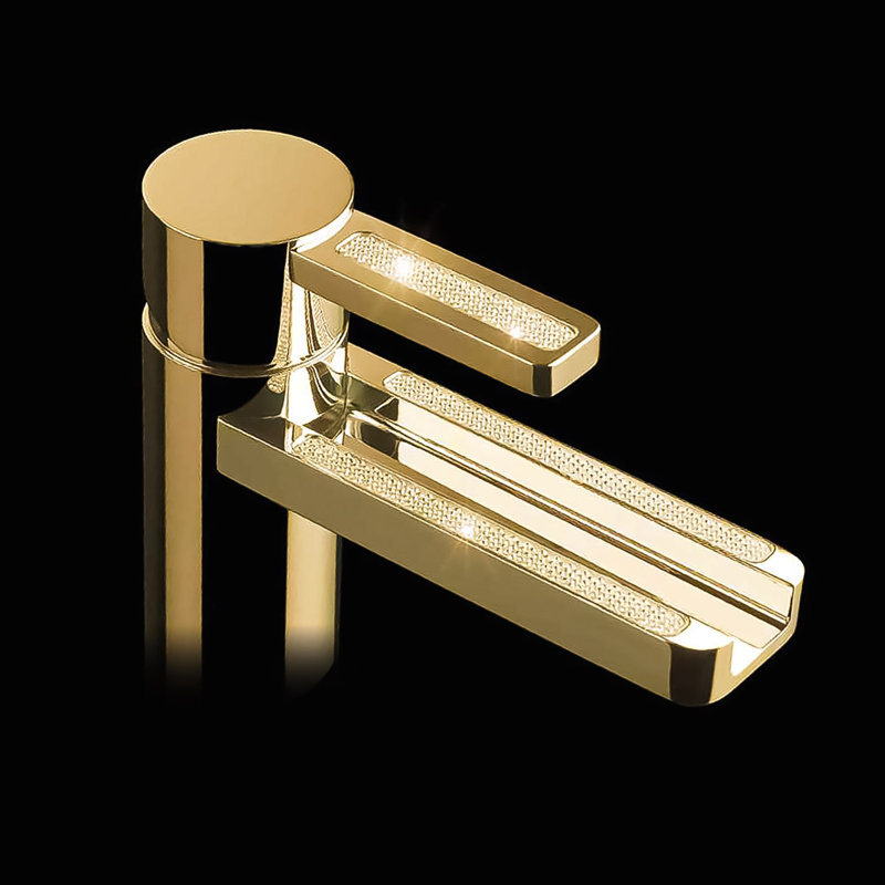 Capri Swarovski Crystal Single-Hole Single-Handle Bathroom Faucet, Polished Gold