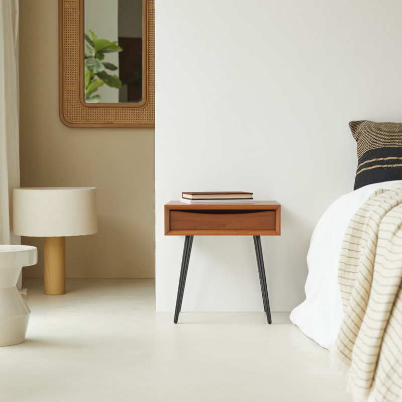 Simen 47cm W Solid Wood Bedside Table
