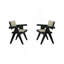Chaises de salle à manger contemporaines de couleur noire avec accoudoirs rembourrés en tissu gris clair 2 pièces
